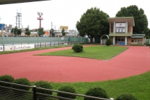 名古屋競馬場の パドックをカラーゴムチップ舗装でリニューアル