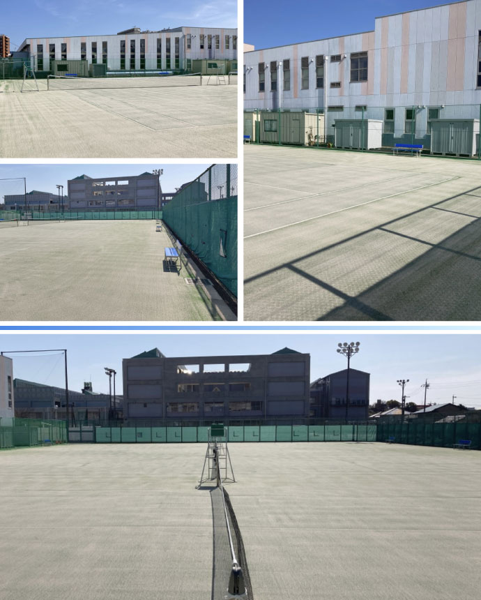 豊川高等学校ソフトテニスコート砂入り人工芝4面
