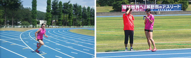当社の岸川選手が長野県茅野市運動公園陸上競技場でトレーニングさせて頂きました。